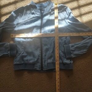 Vintage‎ Gap Womens Light Blue Denim Bomber Jacket Light Wash Full Zip XS